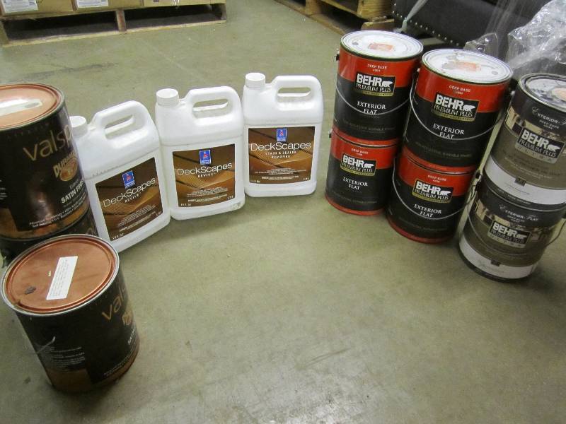 lot 61 image: Lot of paint and wood finish, some ...