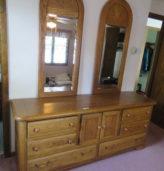Solid Oak Dresser with mirrors