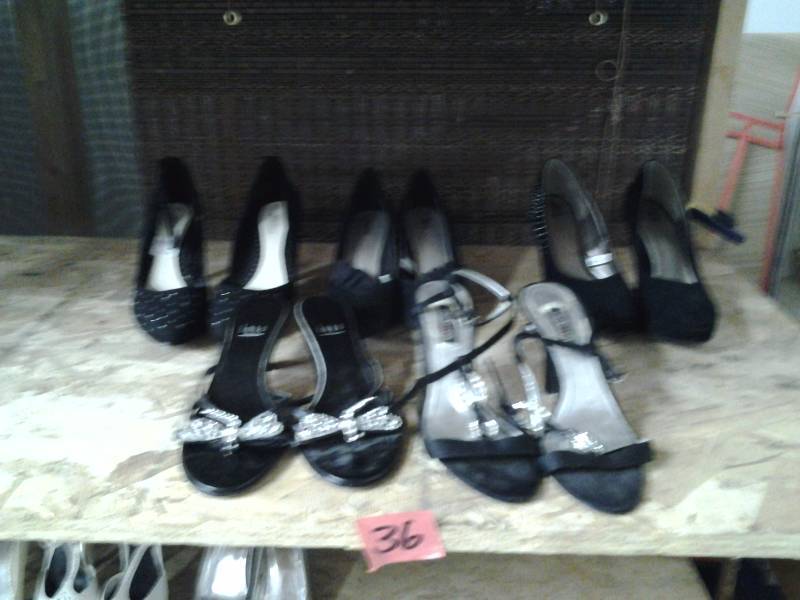 5-Pair Black Fancy Heels-Size 6 (New Or Like New)