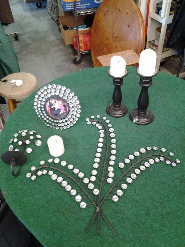 Rhinestone Wall Decor & Candle