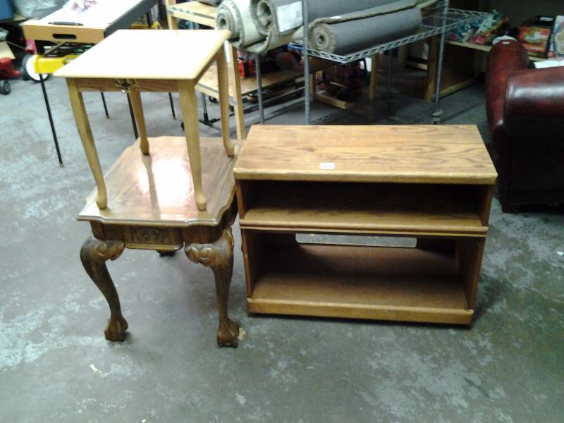 Oak Shelf & 2-Tables
