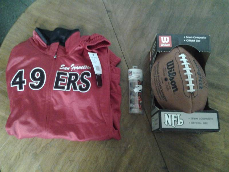 NEW 49ers Jacket Size XL, Wilson Football, Bengals Ornaments