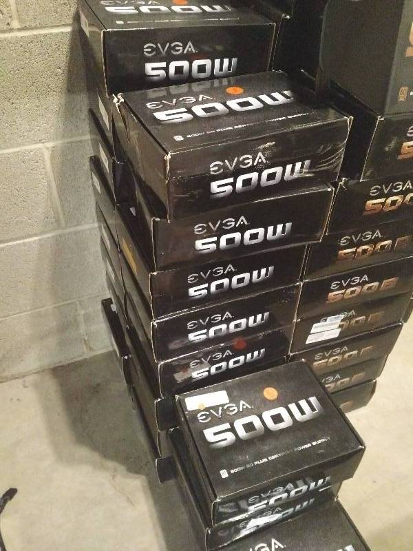 lot L98-37 image: Lot of 35 EVGA 500W Power supplies RETAIL VALUE $1,225 (C4,BC)