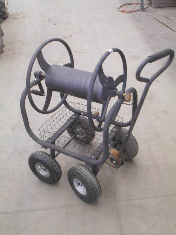 lot 23 image: Steel Garden Hose Cart With Air Tir...