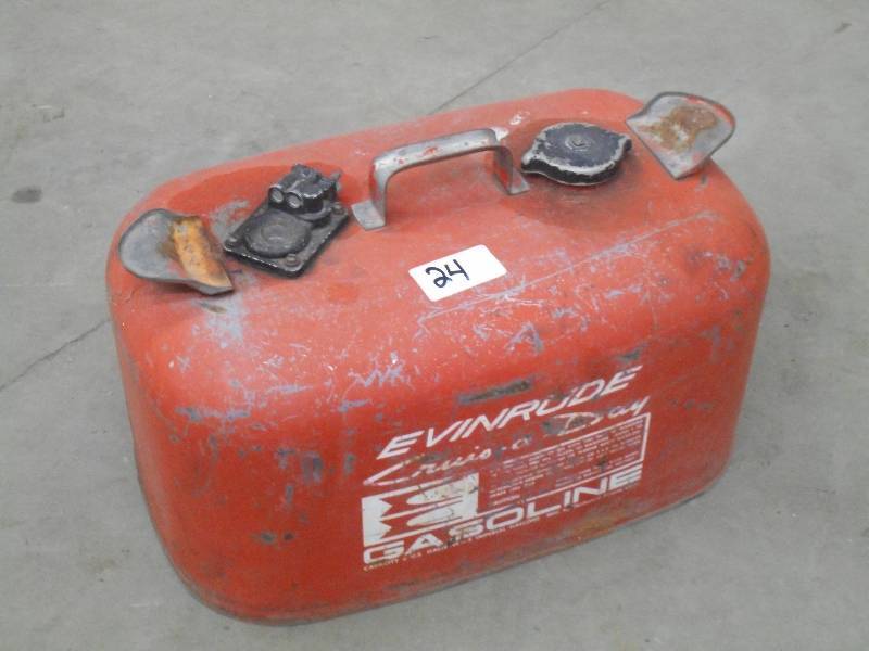 lot 24 image: Evinrude 5-Gallon Steel Boat Fuel T...