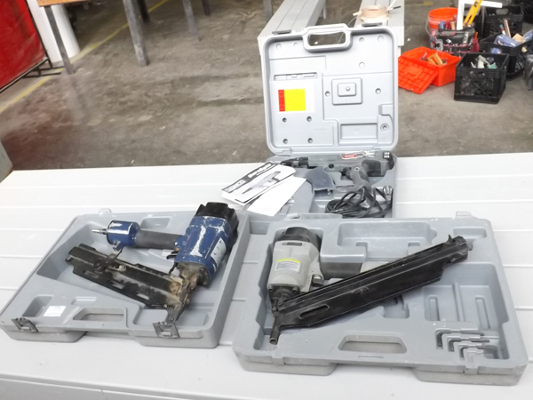 lot 27 image: 2 Central Pneumatic Framing Nailers & Senco Drywall Screw Gun