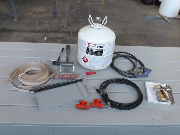 lot 55 image: FULL Tank of Formica 200 Spray Adhesive wGun & Laminating Tools