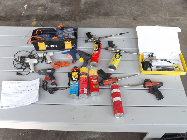 lot 61 image: Lot of Foam Insulating & Hot Glue Guns - Hilti etc.