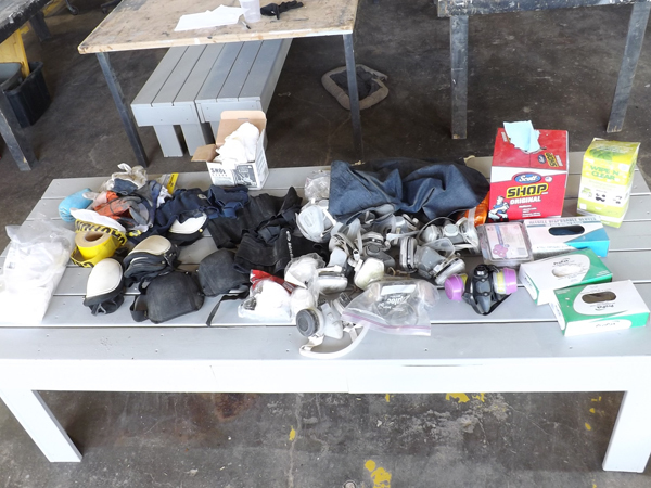 lot 71 image: Large Lot of Safety Items Respirators Knee Pads Back Braces etc.