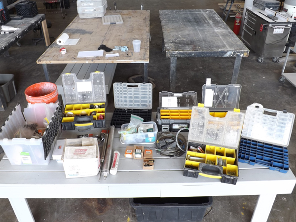 lot 80 image: Pallet FULL of Toolboxes, Hydraulic Cylinders, Hardware etc.