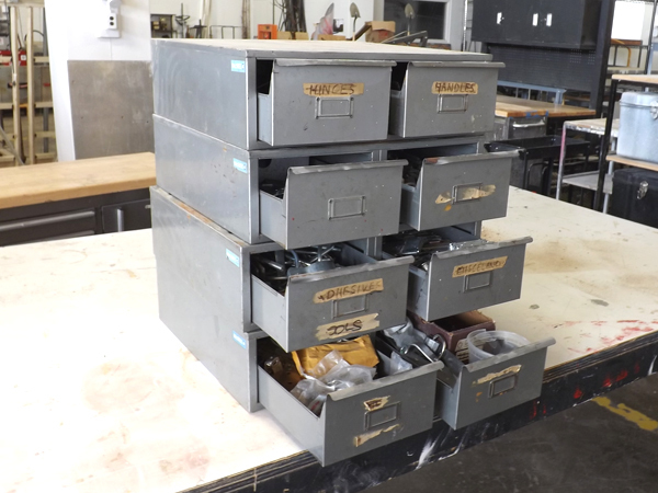 lot 83 image: Lot of 4 Stackable Industrial Steel Cabinets wHardware