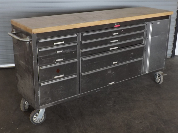 lot 115 image: Whalen 72 Heavy Duty Stainless Steel WorkTool Shop Cart