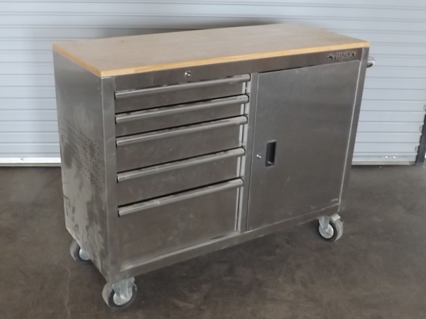 lot 118 image: 4 Husky Heavy Duty Stainless Steel WorkTool Shop Cart