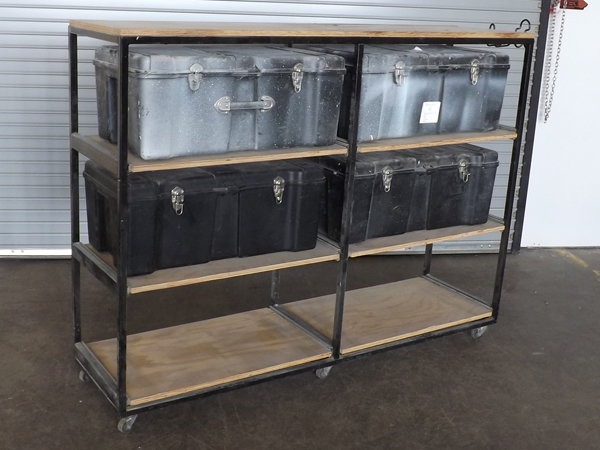 lot 120 image: Nice Heavy Duty Custom Rolling Cart wPullout Shelves & Bins