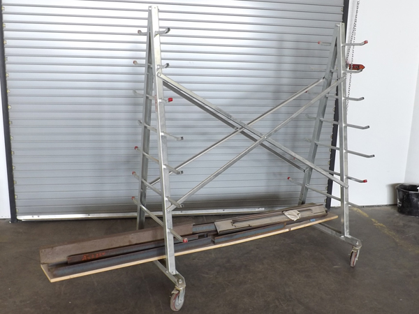 lot 121 image: Rolling Industrial West Horizontal Storage Cart wSteel Beams