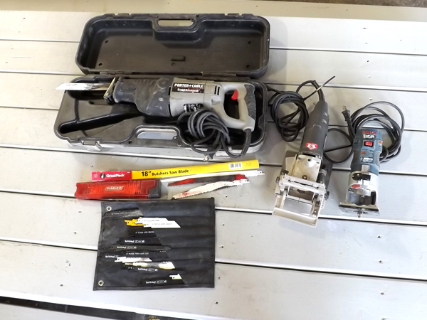 lot 34 image: Bosch Colt Router, Porter Cable Tiger Saw & Craftsman Plate Joiner