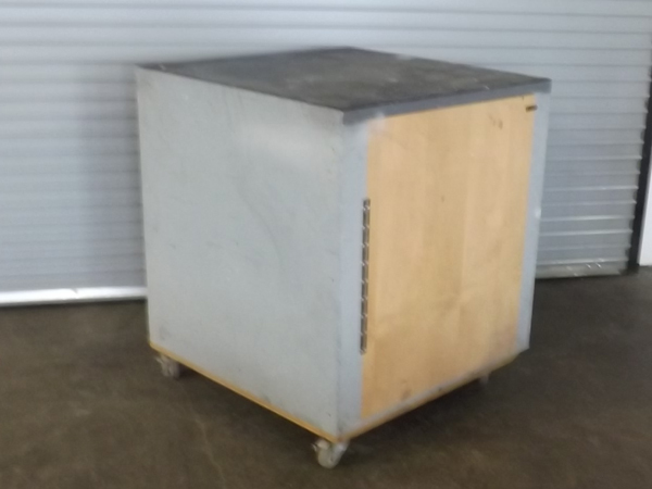 lot 126 image: Custom Rolling Workstation TableDesk wCabinet & Drawers
