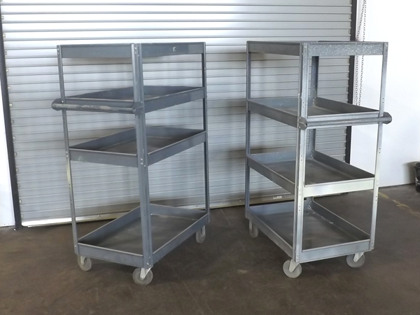 lot 128 image: Pair of Industrial Rolling Edsal Steel Shelf Units