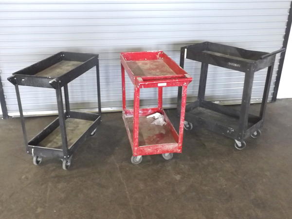 lot 133 image: Lot of 3 Rolling Steel Shop Carts