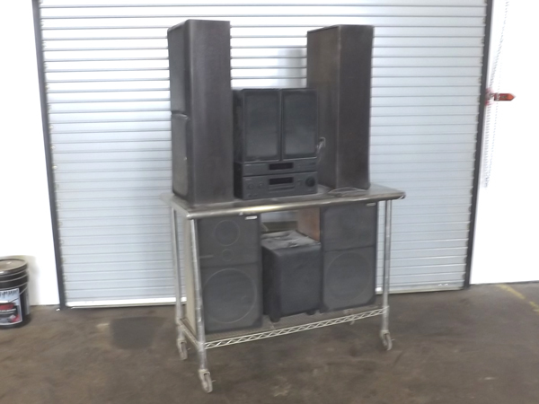 lot 149 image: Complete Kenwood, Pioneer & JBL Shop Stereo Setup wSteel Table