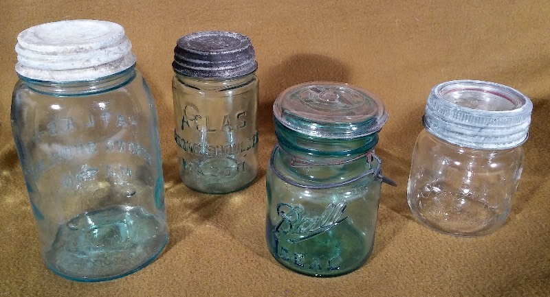 Verity of (14) Vintage Canning Jars (some with zinc lids)