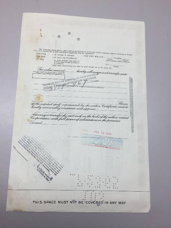 PAN AM STOCK CERTIFICATE