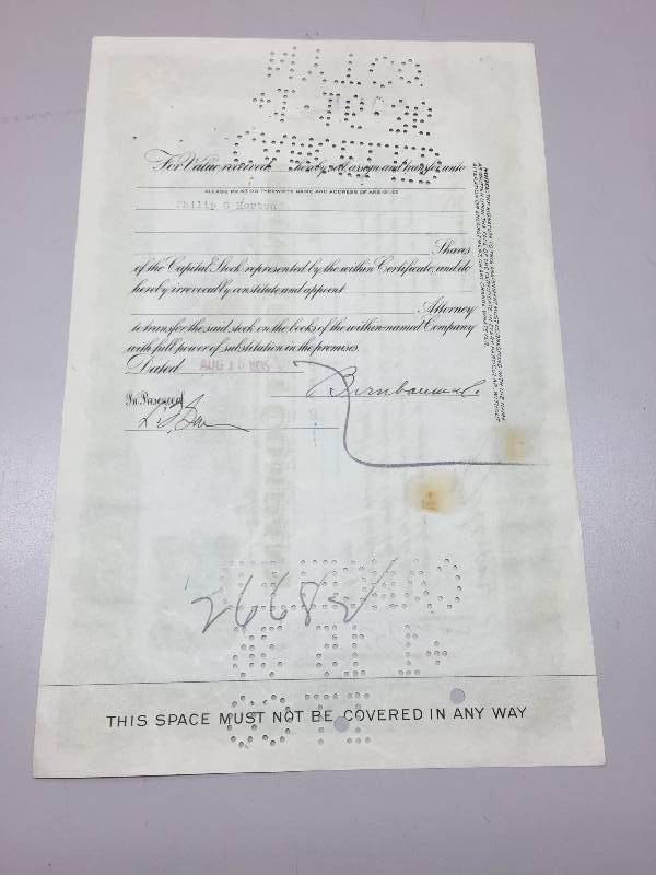 IRVING TRUST STOCK CERTIFICATE