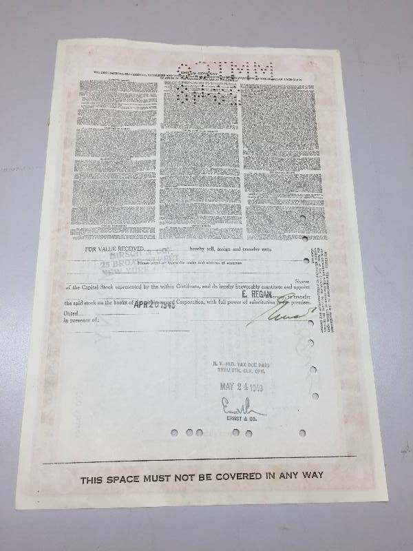 CHILDS STOCK CERTIFICATE