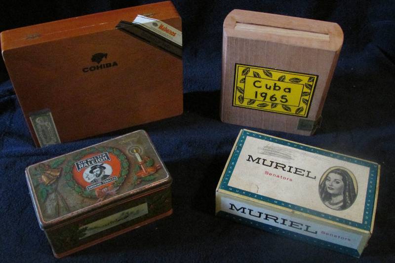 lot 64 image: Cigar Boxes wVintage tobacco tin