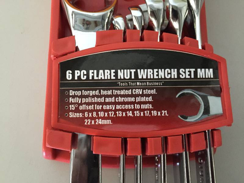 lot 6 image: GRIP METRIC 6PC FLARE NUT WRENCH SET 8,12,14,15,21 AND 24MM
