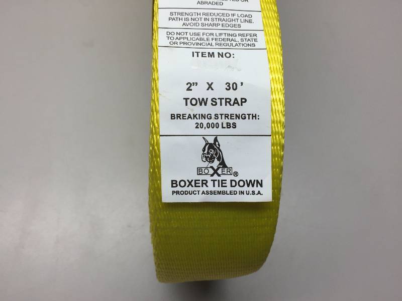 lot 16 image: BOXER TOW STRAP, 2X30 BREAKING STRENGTH 20,000LBS