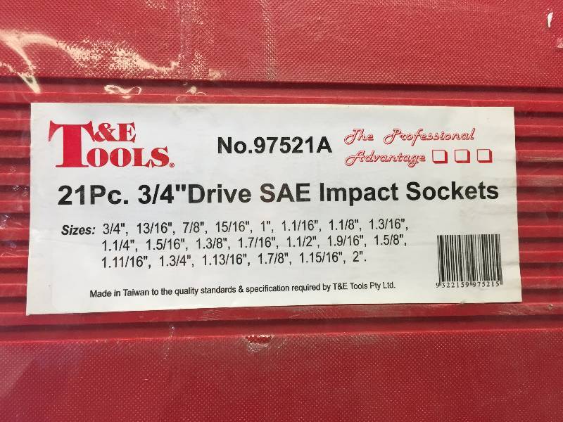 lot 19 image: T&E 21PC 34 DRIVE SAE IMPACT SOCKET SET 34 - 2