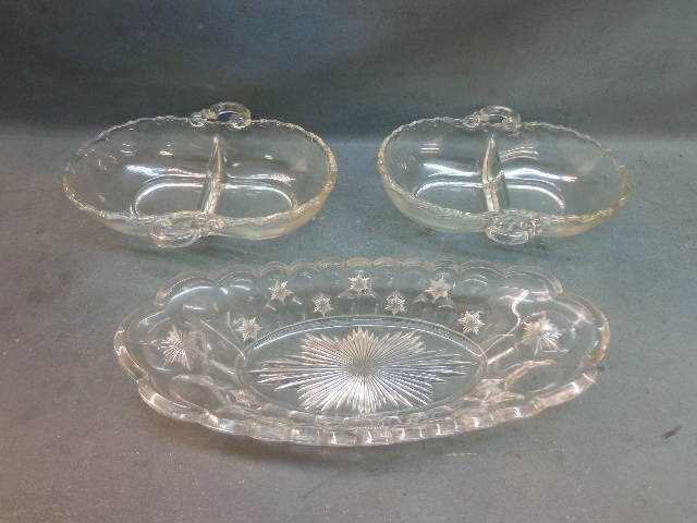 lot 50 image: 3 Clear Glass Candy dishes