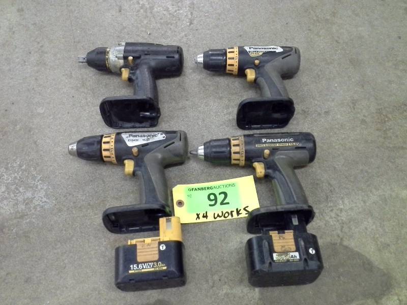 lot 92 image: (4) Panasonic 15.6V Drills