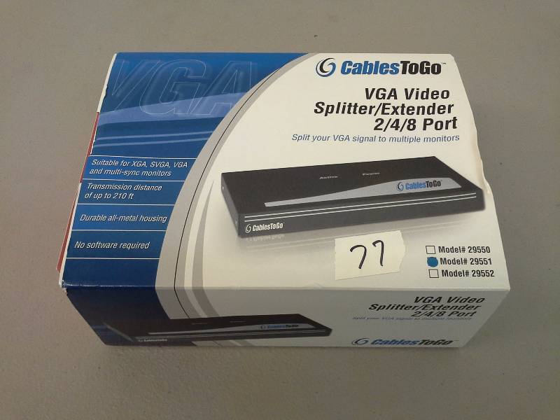 lot 77 image: (1) Cable to GO VGA Video Splitter Model 29552