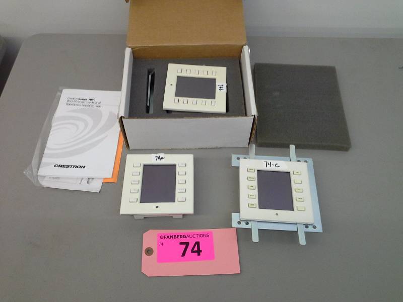 lot 74 image: (3) Crestron Wall mount touch screen control