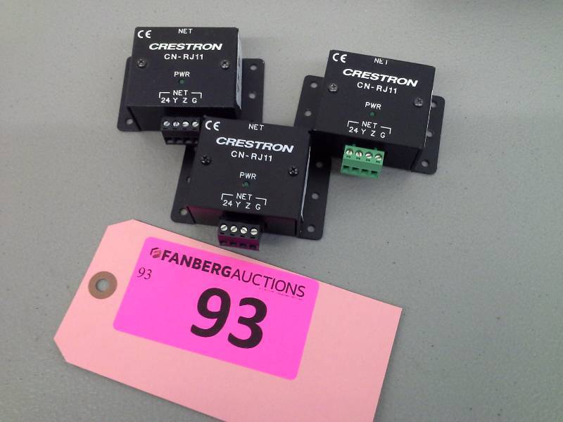 lot 93 image: (3) Crestron CresNet to RJ11 converter