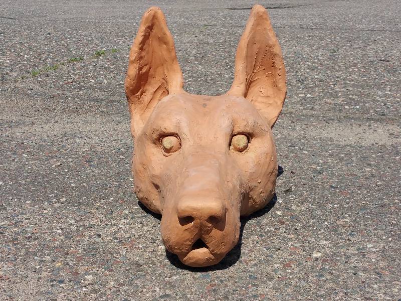 lot 19 image: Very Large Terra Cotta Coyote Head