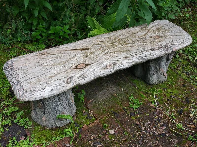 lot 6 image: Wood  Stump Styled Concrete Bench