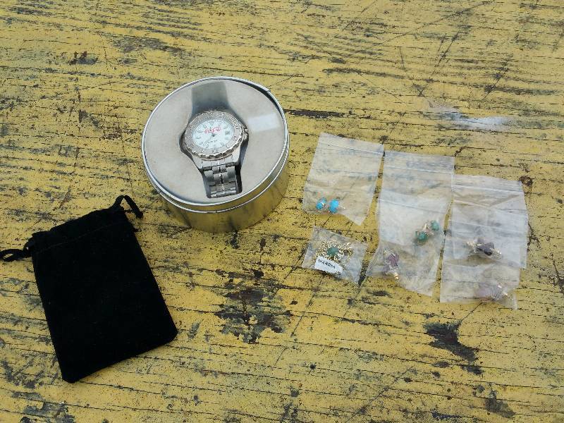 lot 139 image: Stainless Steel Coca-Cola Watch & Stone Jewelry