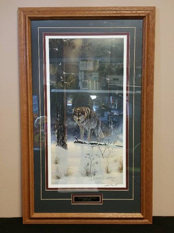 lot 140 image: Framed, Signed Rick Kelley The Shadow Hunter Wolf Print