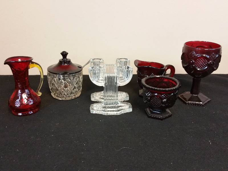 lot 178 image: Ruby Flash, Amberina, Depression Glass