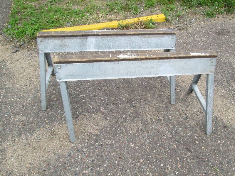 lot 93 image: 2 Galvanized Saw Horses
