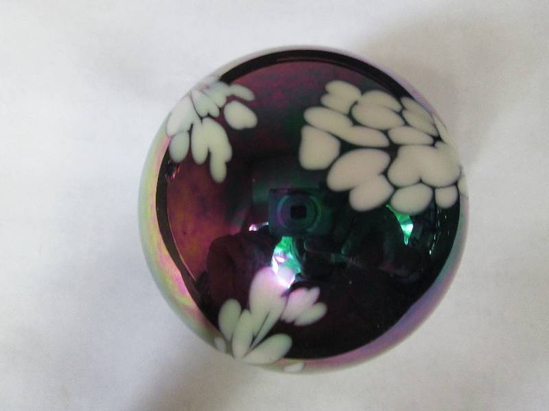 lot 115 image: Carnival Glass Paperweight - Signed and Dated