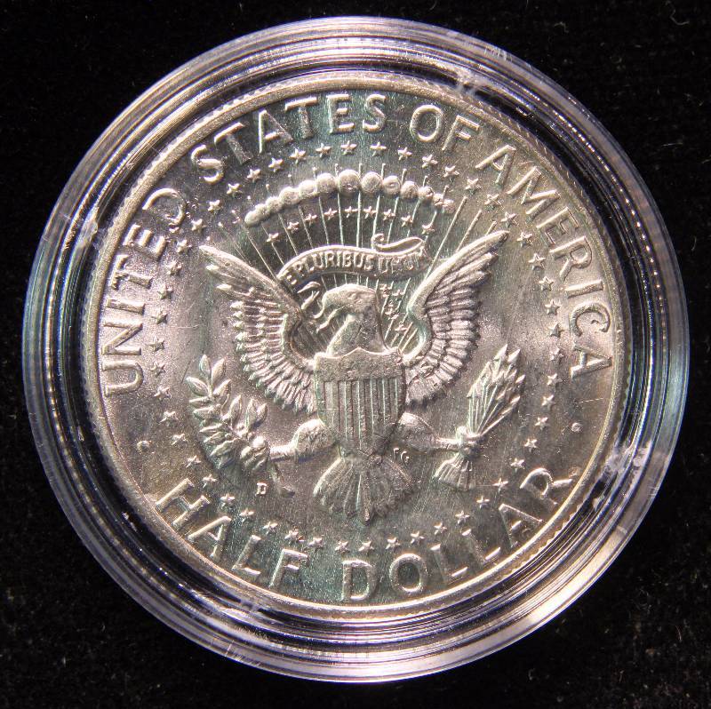 1964-D KENNEDY SILVER HALF DOLLAR UNC. IN CASE