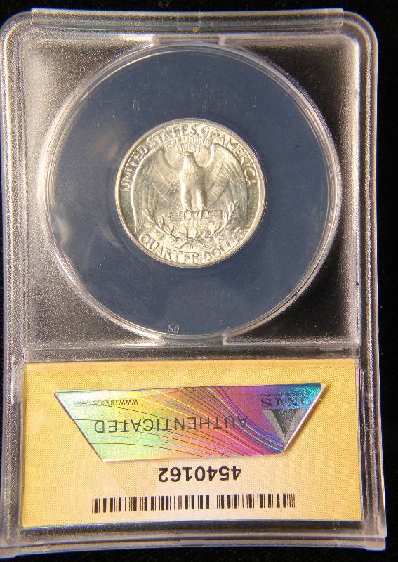 1941-S WASHINGTON SILVER QUARTER MS62 ANACS