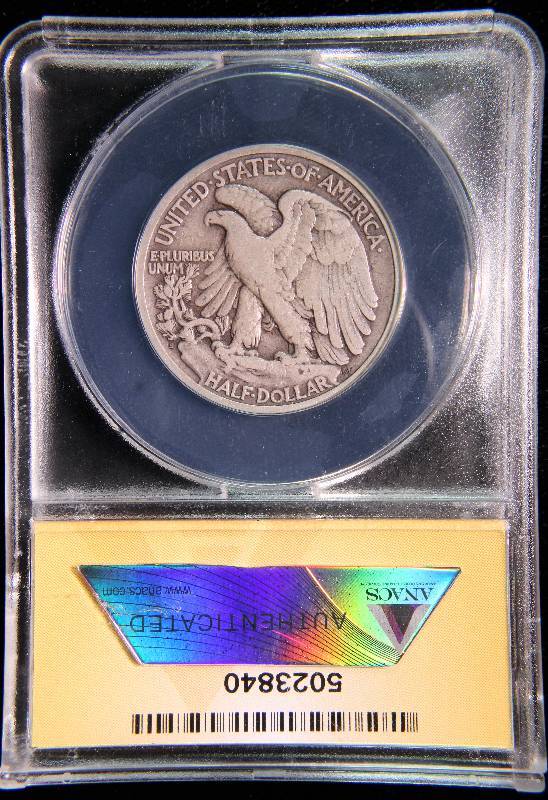 1917-S REVERSE MINTMARK WALKING LIBERTY SILVER HALF DOLLAR VG8 ANACS