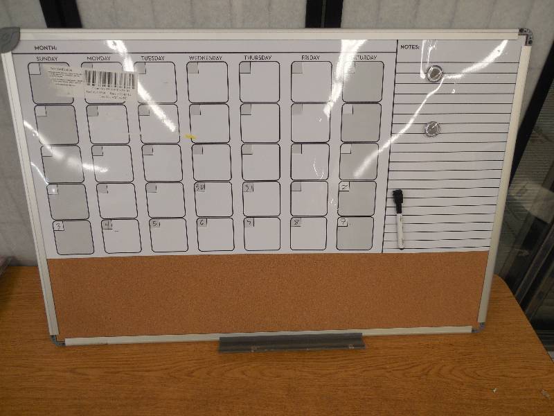 lot 39 image: DRY ERASE WHITE CALENDAR BOARD