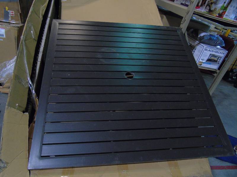 lot 12 image: Casetta Metal Slat Top Patio Dining Table