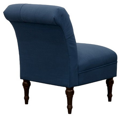 lot 32 image: Tufted Back Slipper Chair - Navy Blue